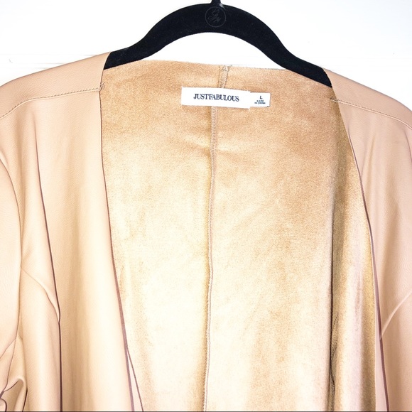 New! Justfab faux leather easy jacket tan sz L - Picture 4 of 6